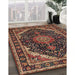 Traditional Orange Brown Medallion Rug in Family Room, tr527