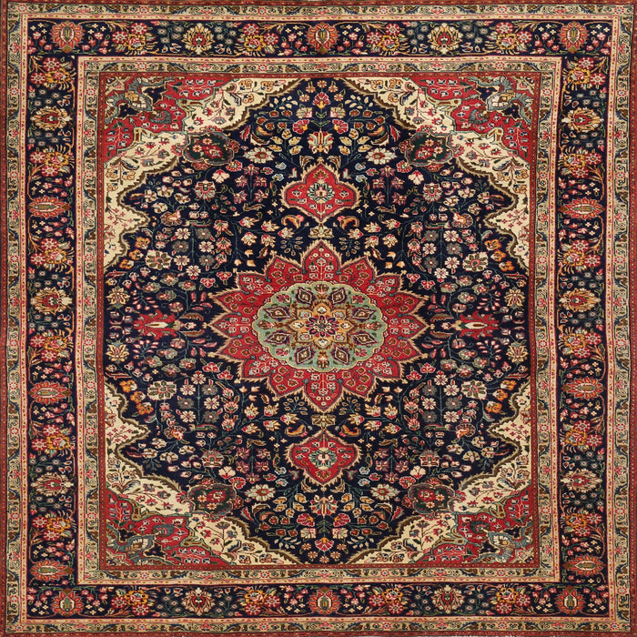 Round Machine Washable Traditional Orange Brown Rug, wshtr527