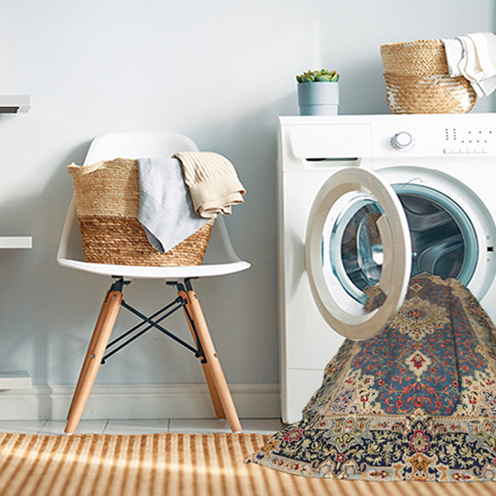 Machine Washable Traditional Brown Green Rug in a Washing Machine, wshtr528