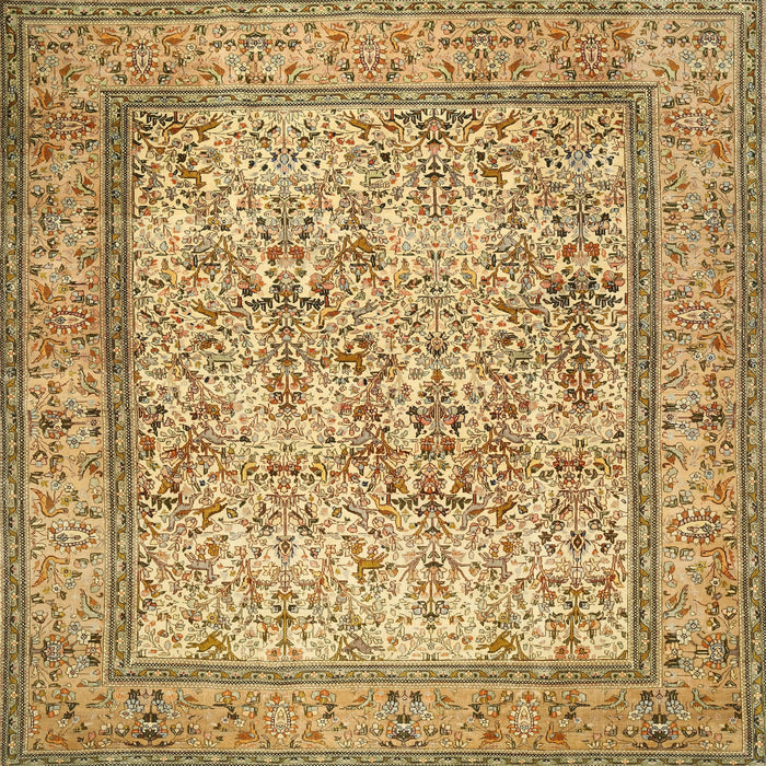 Square Traditional Chrome Gold Yellow Persian Rug, tr529