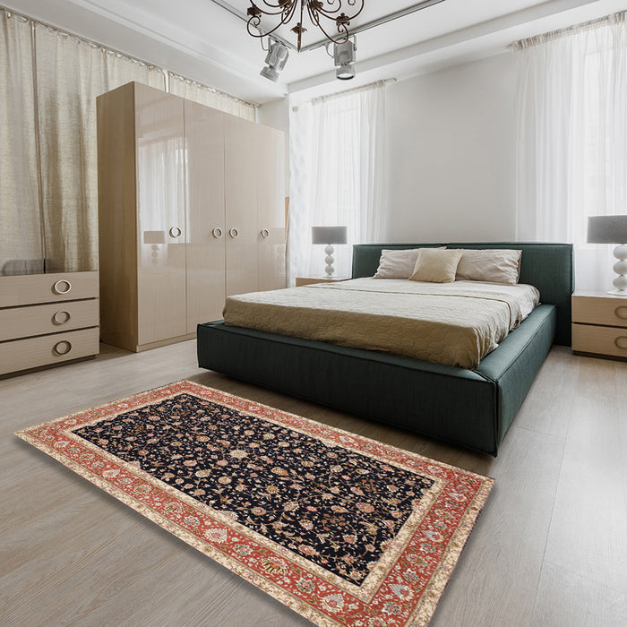 Traditional Bakers Brown Persian Rug in a Bedroom, tr52