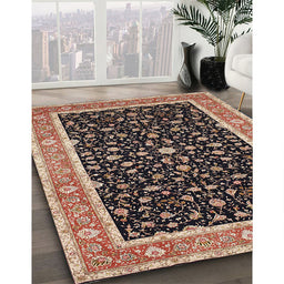 Traditional Bakers Brown Persian Rug in Family Room, tr52