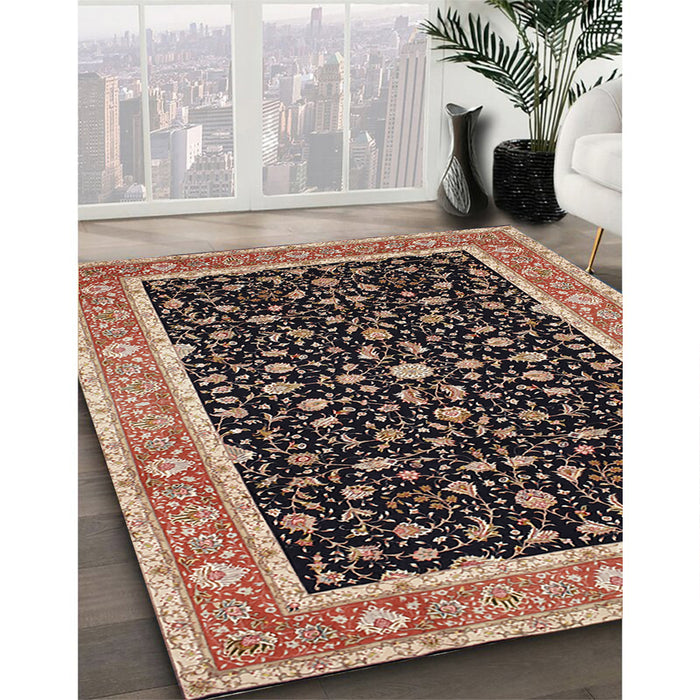 Traditional Bakers Brown Persian Rug in Family Room, tr52