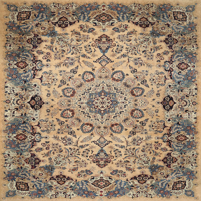Square Traditional Coffee Brown Medallion Rug, tr530