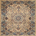 Square Traditional Coffee Brown Medallion Rug, tr530