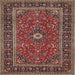 Round Machine Washable Traditional Saffron Red Rug, wshtr532