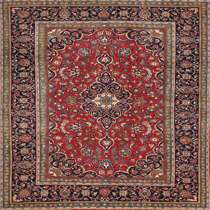 Square Traditional Saffron Red Persian Rug, tr532