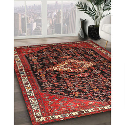 Machine Washable Traditional Sienna Brown Rug in a Family Room, wshtr534
