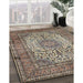 Traditional Light French Beige Brown Medallion Rug in Family Room, tr535