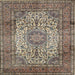 Square Traditional Light French Beige Brown Medallion Rug, tr535