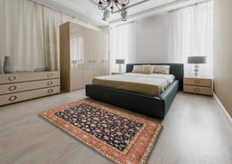 Traditional Light Copper Gold Persian Rug in a Bedroom, tr536