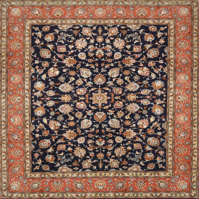Round Machine Washable Traditional Light Copper Gold Rug, wshtr536