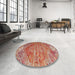 Round Machine Washable Traditional Red Rug in a Office, wshtr537