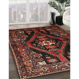 Traditional Sienna Brown Persian Rug in Family Room, tr53