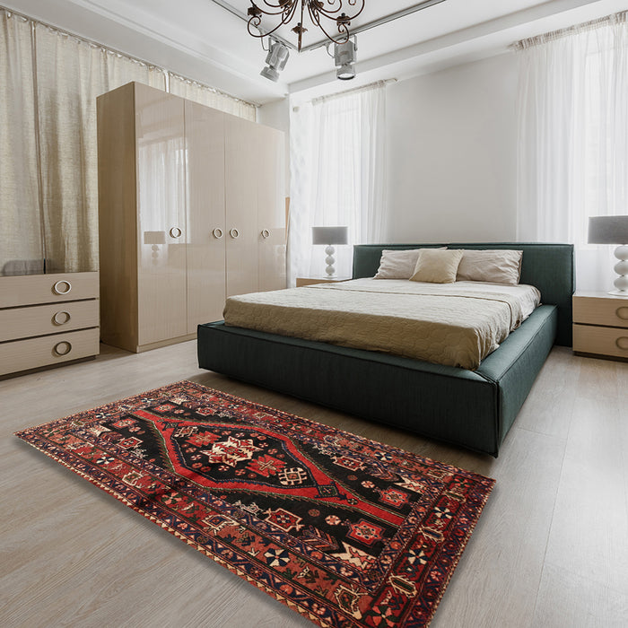 Traditional Sienna Brown Persian Rug in a Bedroom, tr53