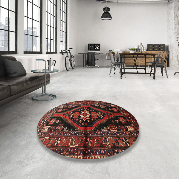 Round Traditional Sienna Brown Persian Rug in a Office, tr53