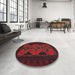 Round Traditional Taupe Brown Persian Rug in a Office, tr541