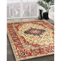 Traditional Fire Brick Red Medallion Rug, tr542