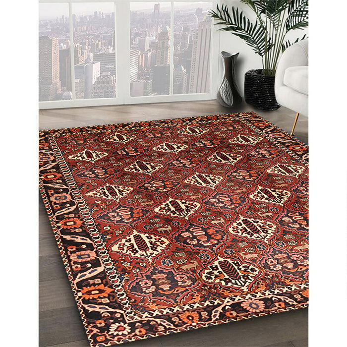 Traditional Crimson Red Persian Rug in Family Room, tr544
