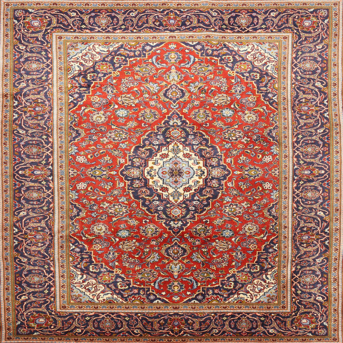 Square Traditional Fire Brick Red Medallion Rug, tr545