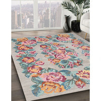 Traditional Orange Salmon Pink Medallion Rug, tr546