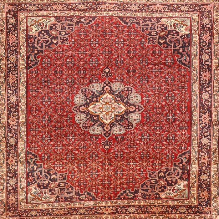 Square Traditional Sunrise Orange Medallion Rug, tr547
