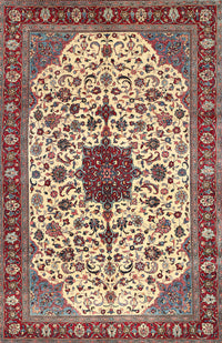 Machine Washable Traditional Brown Red Rug, wshtr548