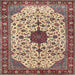 Round Machine Washable Traditional Brown Red Rug, wshtr548