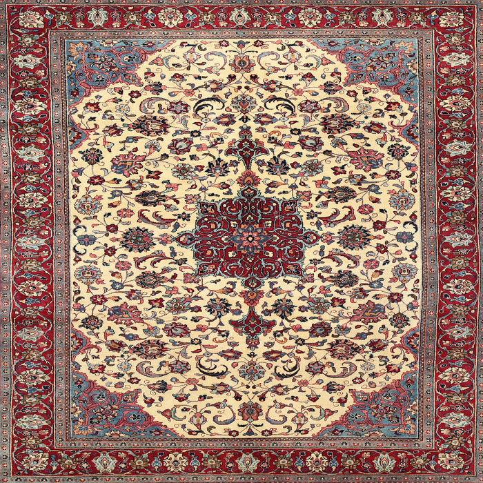 Square Traditional Brown Red Medallion Rug, tr548