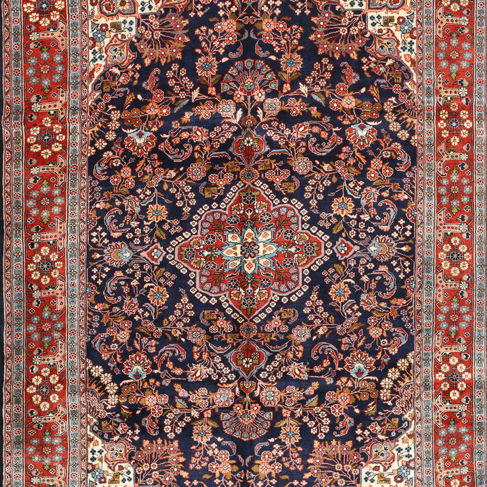 Traditional Saffron Red Medallion Rug, tr549