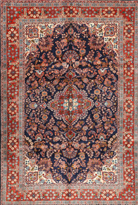 Machine Washable Traditional Saffron Red Rug, wshtr549