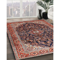 Traditional Saffron Red Medallion Rug, tr549