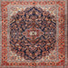 Round Machine Washable Traditional Saffron Red Rug, wshtr549