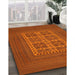 Machine Washable Traditional Orange Red Rug in a Family Room, wshtr54