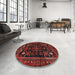 Round Machine Washable Traditional Sepia Brown Rug in a Office, wshtr552