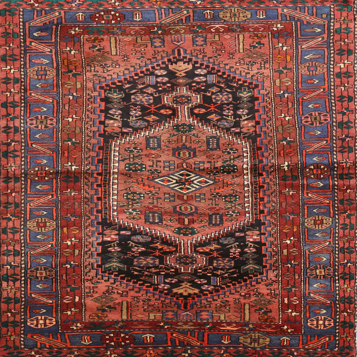 Round Machine Washable Traditional Saffron Red Rug, wshtr553
