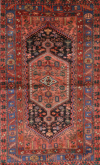 Machine Washable Traditional Saffron Red Rug, wshtr553