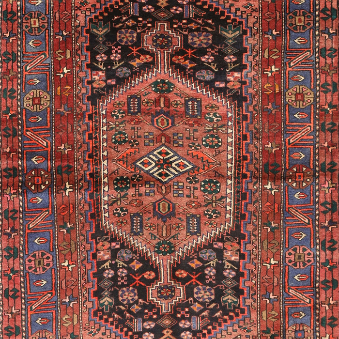Machine Washable Traditional Saffron Red Rug, wshtr553