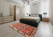 Machine Washable Traditional Tangerine Pink Rug in a Bedroom, wshtr555