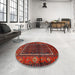 Round Traditional Red Persian Rug in a Office, tr557