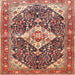 Square Traditional Fire Brick Red Medallion Rug, tr561