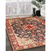 Traditional Saffron Red Medallion Rug in Family Room, tr562