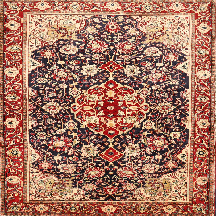 Square Traditional Saffron Red Medallion Rug, tr562