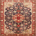 Square Traditional Saffron Red Medallion Rug, tr562