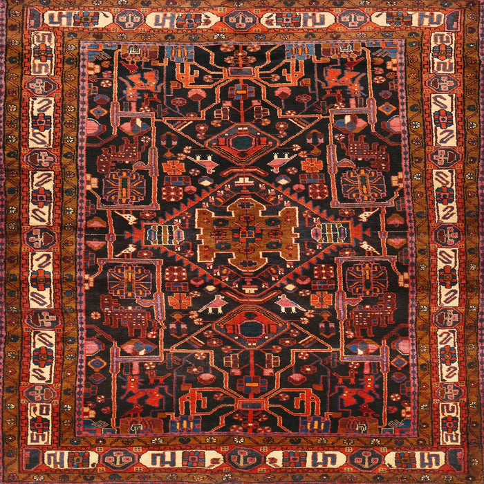 Square Traditional Sienna Brown Animal Rug, tr565