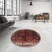 Round Traditional Brown Persian Rug in a Office, tr567
