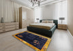 Machine Washable Traditional Night Blue Rug in a Bedroom, wshtr56