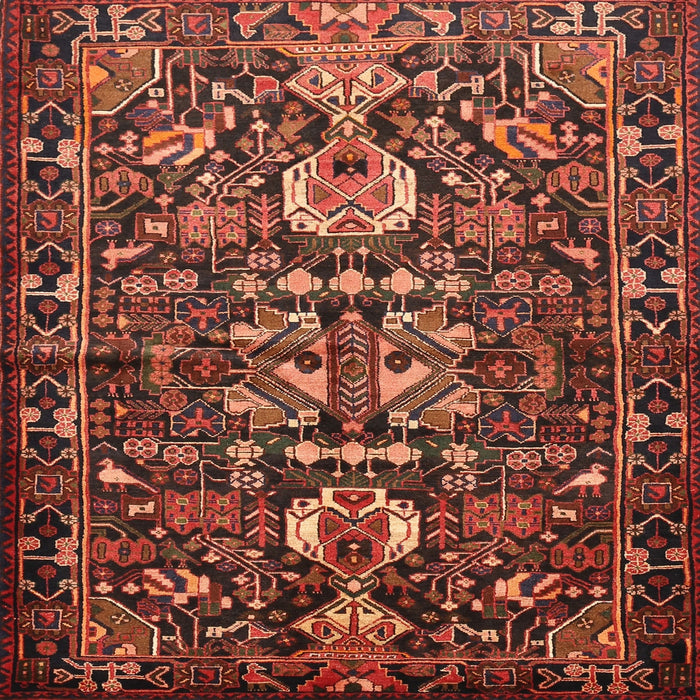 Square Traditional Saffron Red Animal Rug, tr570
