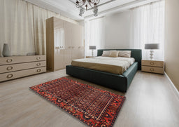 Traditional Sienna Brown Persian Rug in a Bedroom, tr573