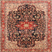 Square Traditional Saffron Red Medallion Rug, tr576